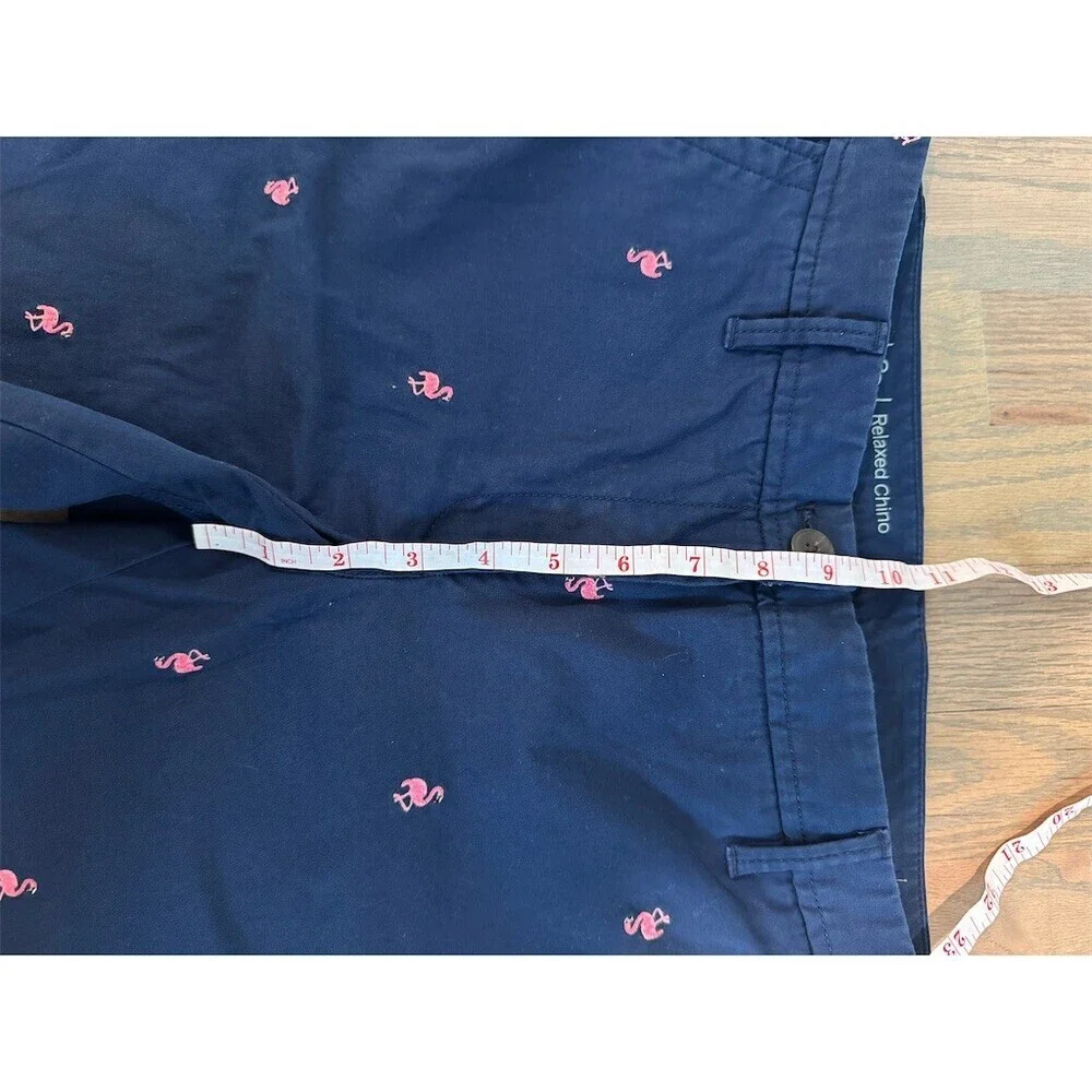 Talbots Relaxed Chino Pants Womens 8P Navy Flamingo Embroidered Crop - Picture 8 of 8